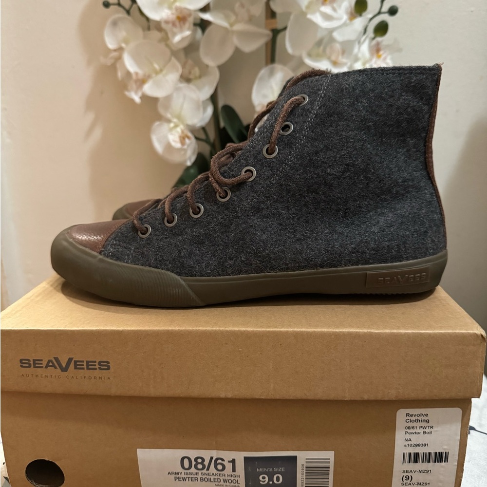 SeaVees Charcoal and Chocolate High-Top Sneakers